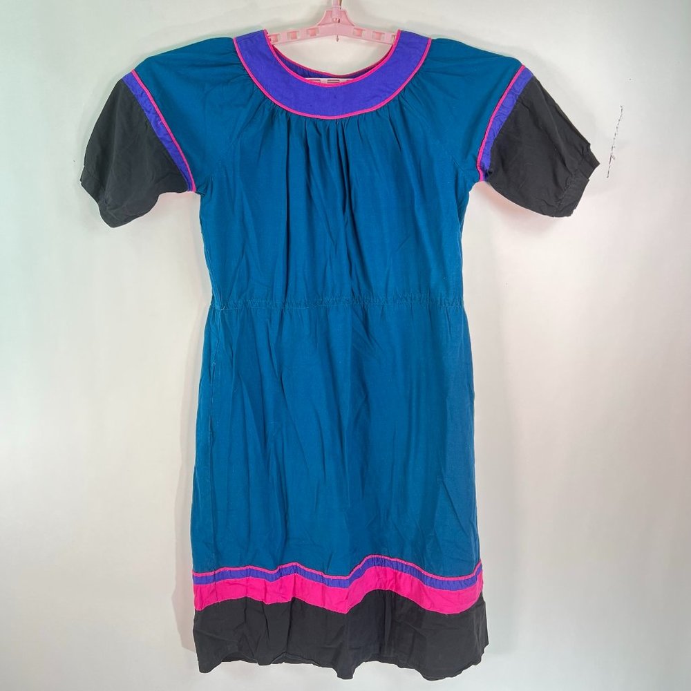 Karavan Womens Balloon Short Sleeves Patio mumu Blue Dress Size L